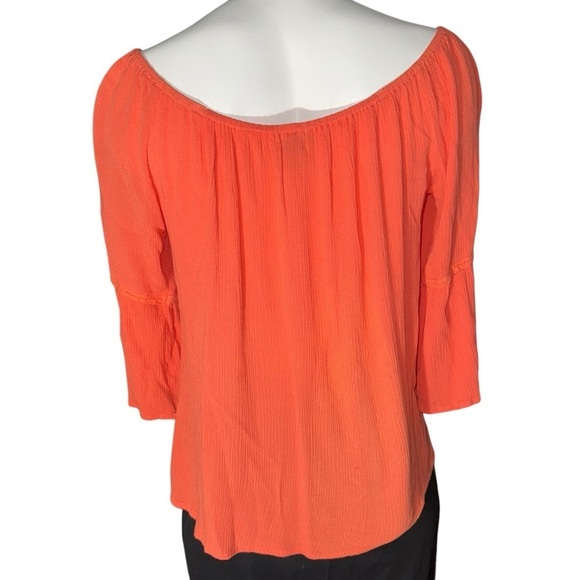 Stoosh Women’s Large Coral Sheer Scoop Neck Tunic 3/4 Sleeves EUC - Picture 3 of 5